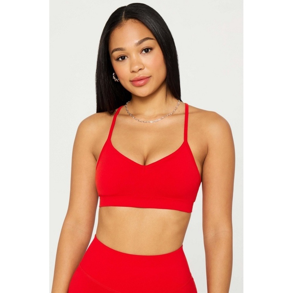 NWT Fabletics Sleek Seamless Low Impact Bra XL Red Racerback Active Gym Top